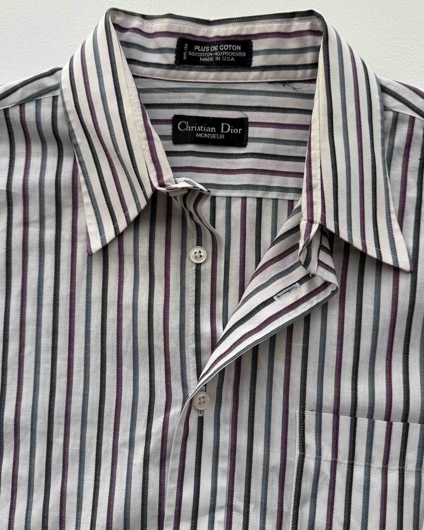 Christian Dior Monsieur label on multicolor striped button up