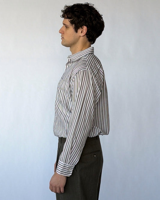 Side view of Christian Dior multicolor striped men's button up