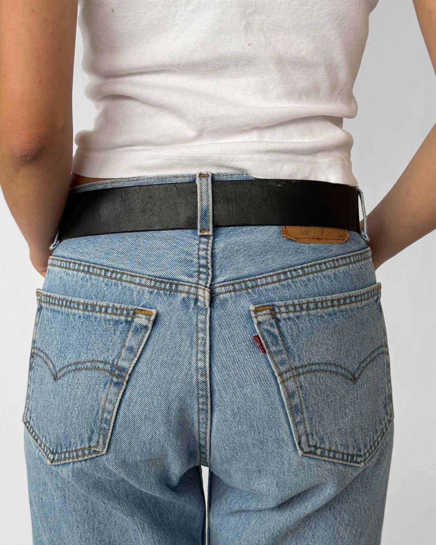 Back view of vintage DKNY leather belt