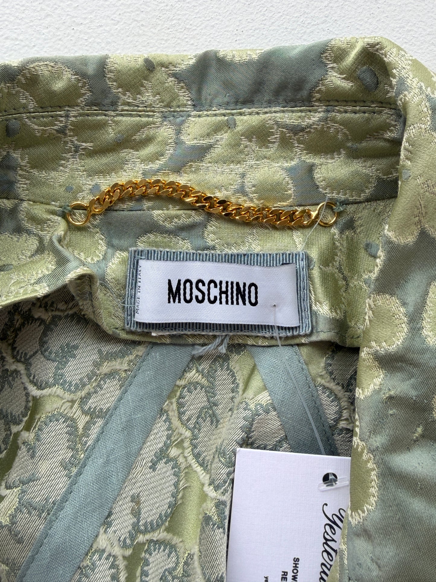 Moschino Floral Green Belted Coat