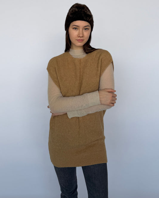 Jean Paul Gaultier Camel Sweater Vest on model