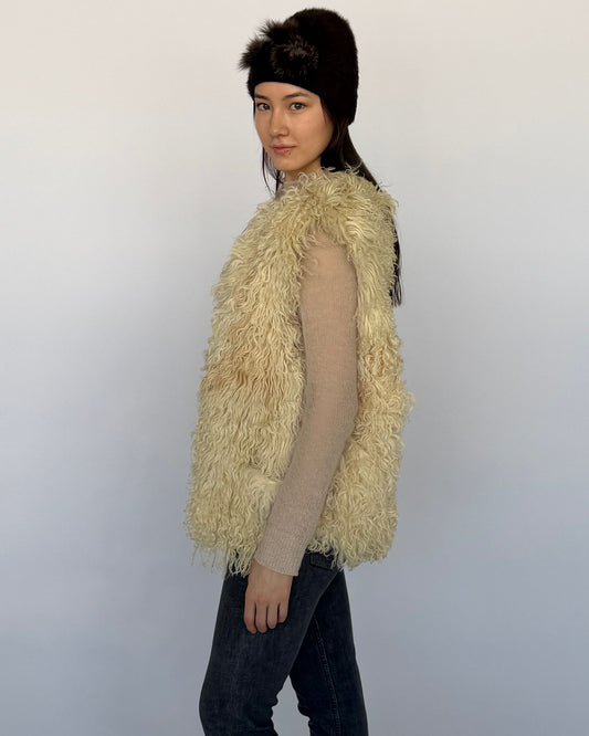 Side view of Mongolian fur vest