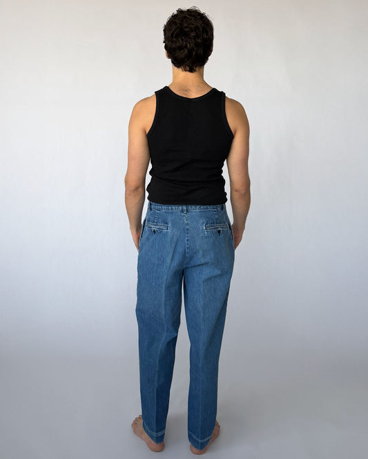 Back view of vintage Polo Ralph Lauren pleated jeans