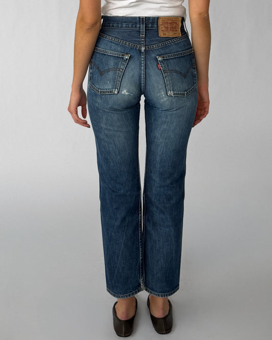 Back view of vintage Levi's 501 jeans in a medium wash