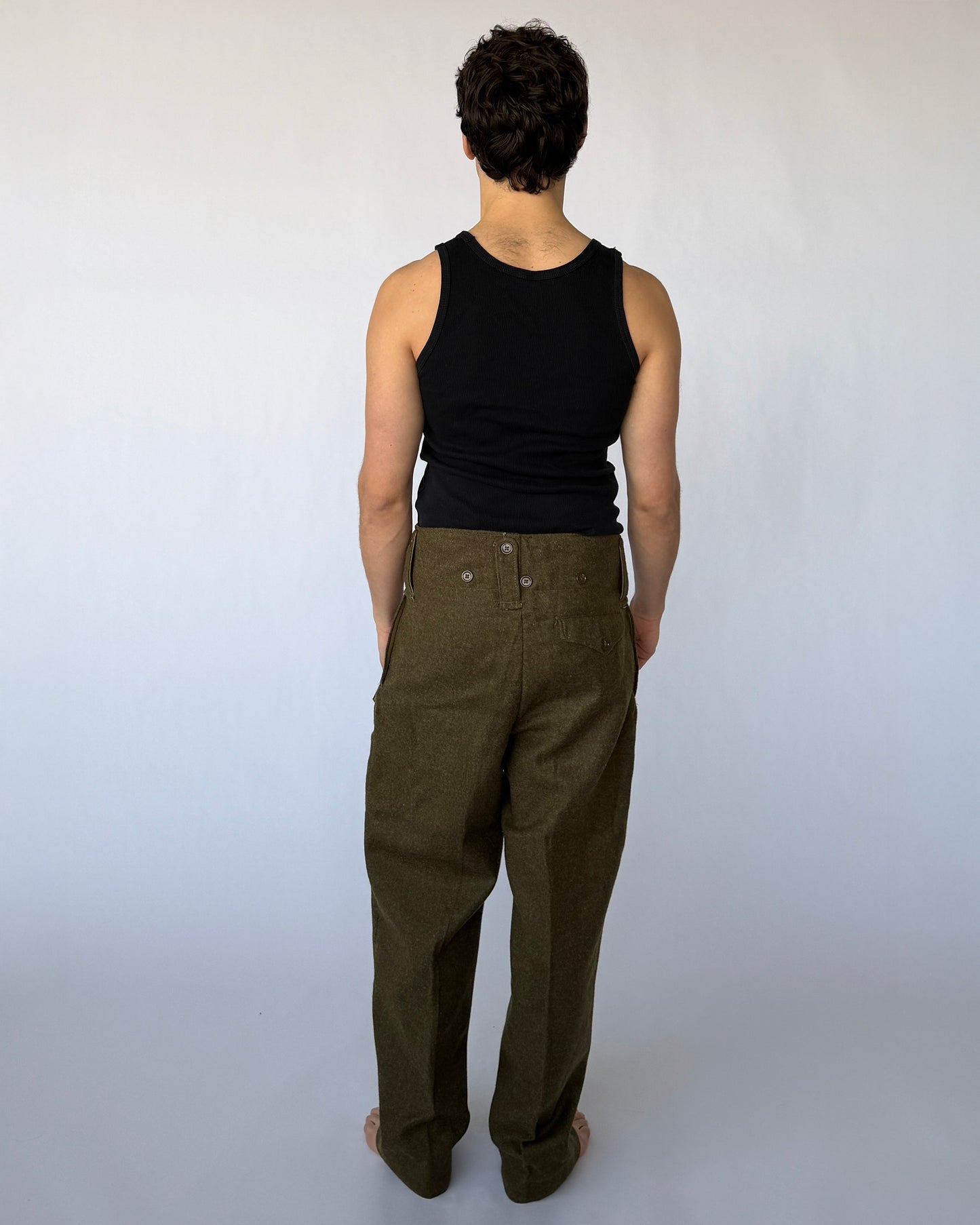Back view of vintage wool military pants