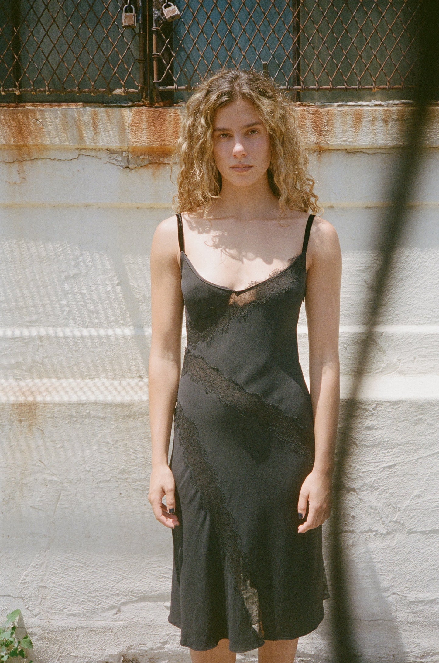 90S BLUMARINE BLACK SLIP DRESS WITH LACE
