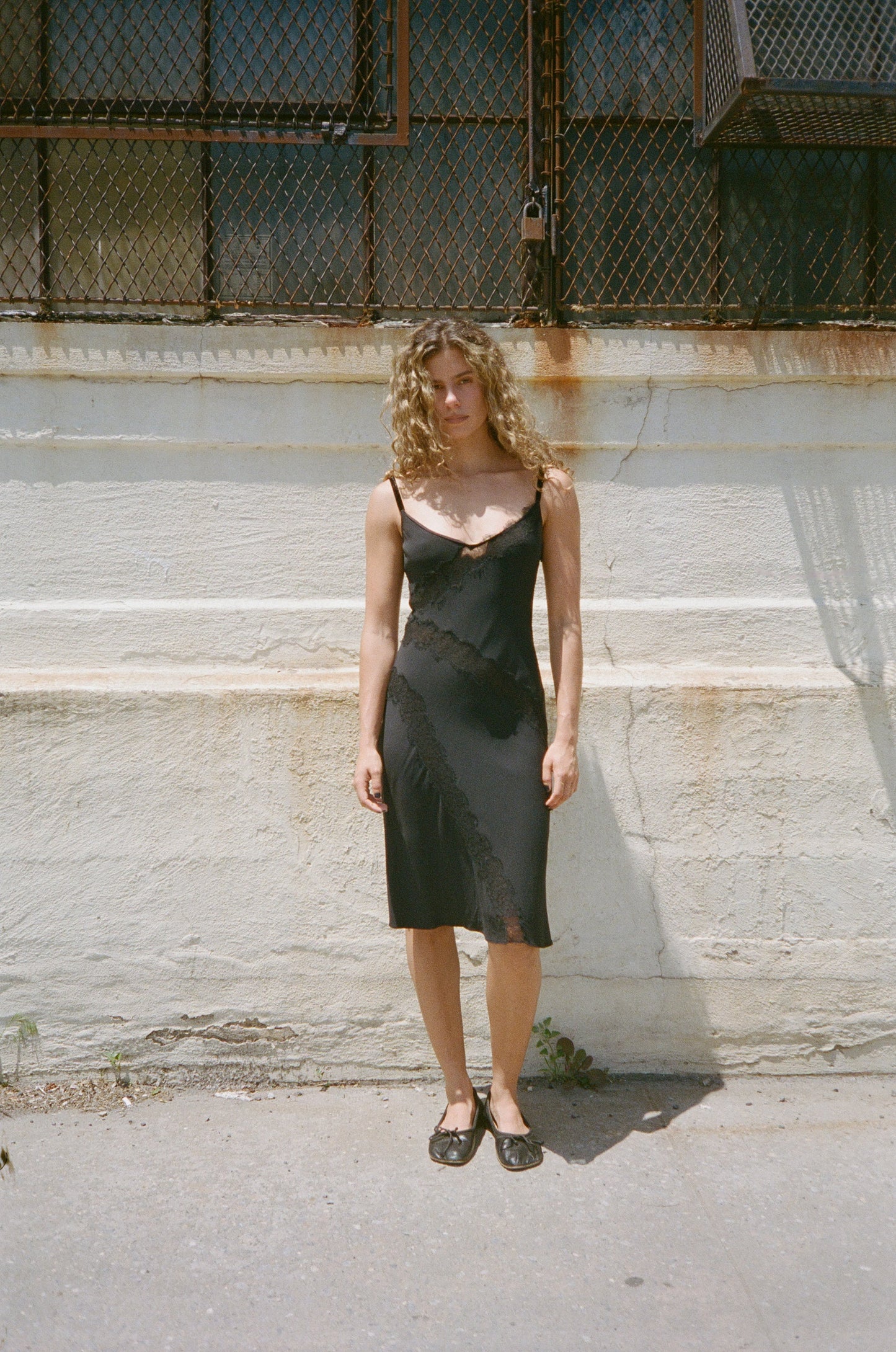 90S BLUMARINE BLACK SLIP DRESS WITH LACE