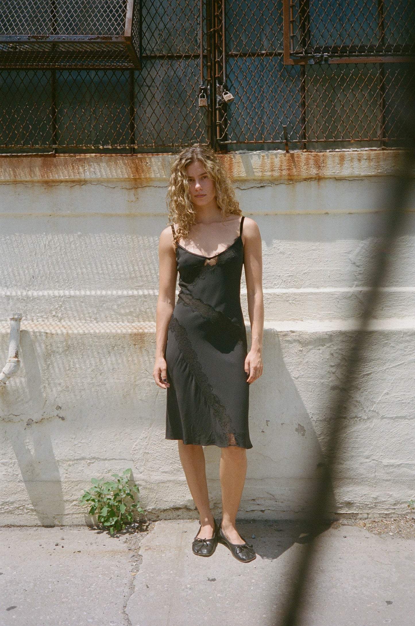 90S BLUMARINE BLACK SLIP DRESS WITH LACE