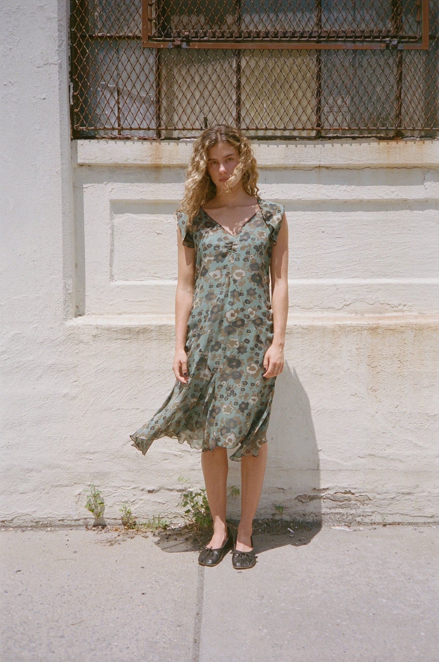 ANNA SUI FLORAL CHIFFON DRESS
