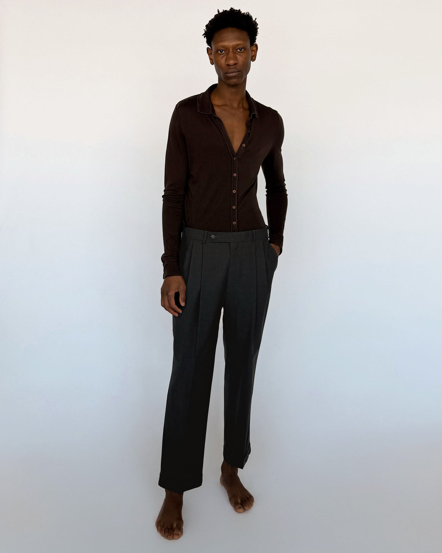 Brooks Brothers Charcoal Pleated Wool Trousers