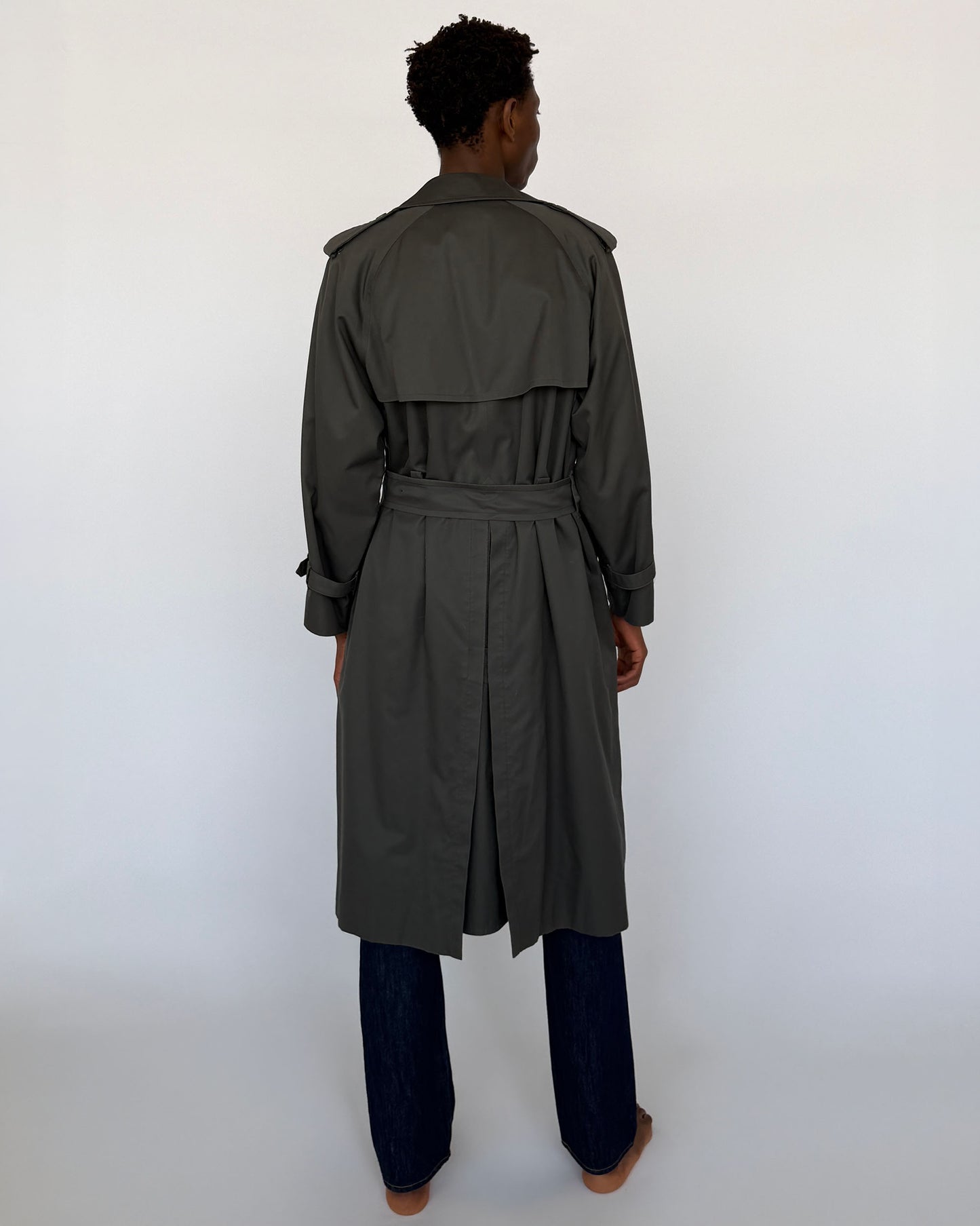 Back view of vintage Burberry Wool Lined Trench Coat