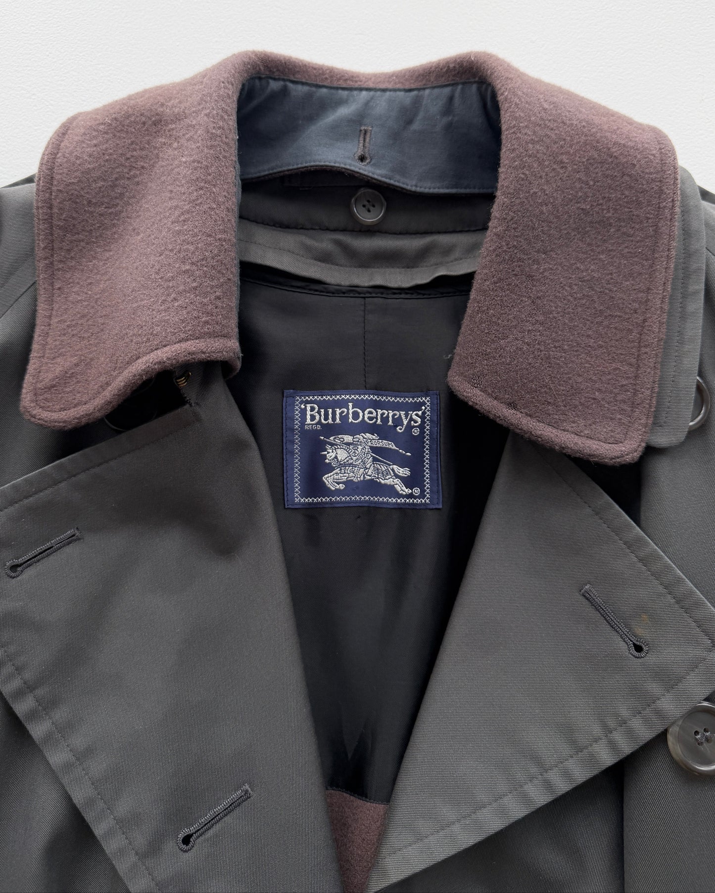 Label on vintage Burberry Wool Lined Trench Coat