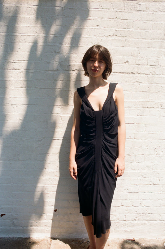 Christian Dior 90s Twisted Strap Black Dress