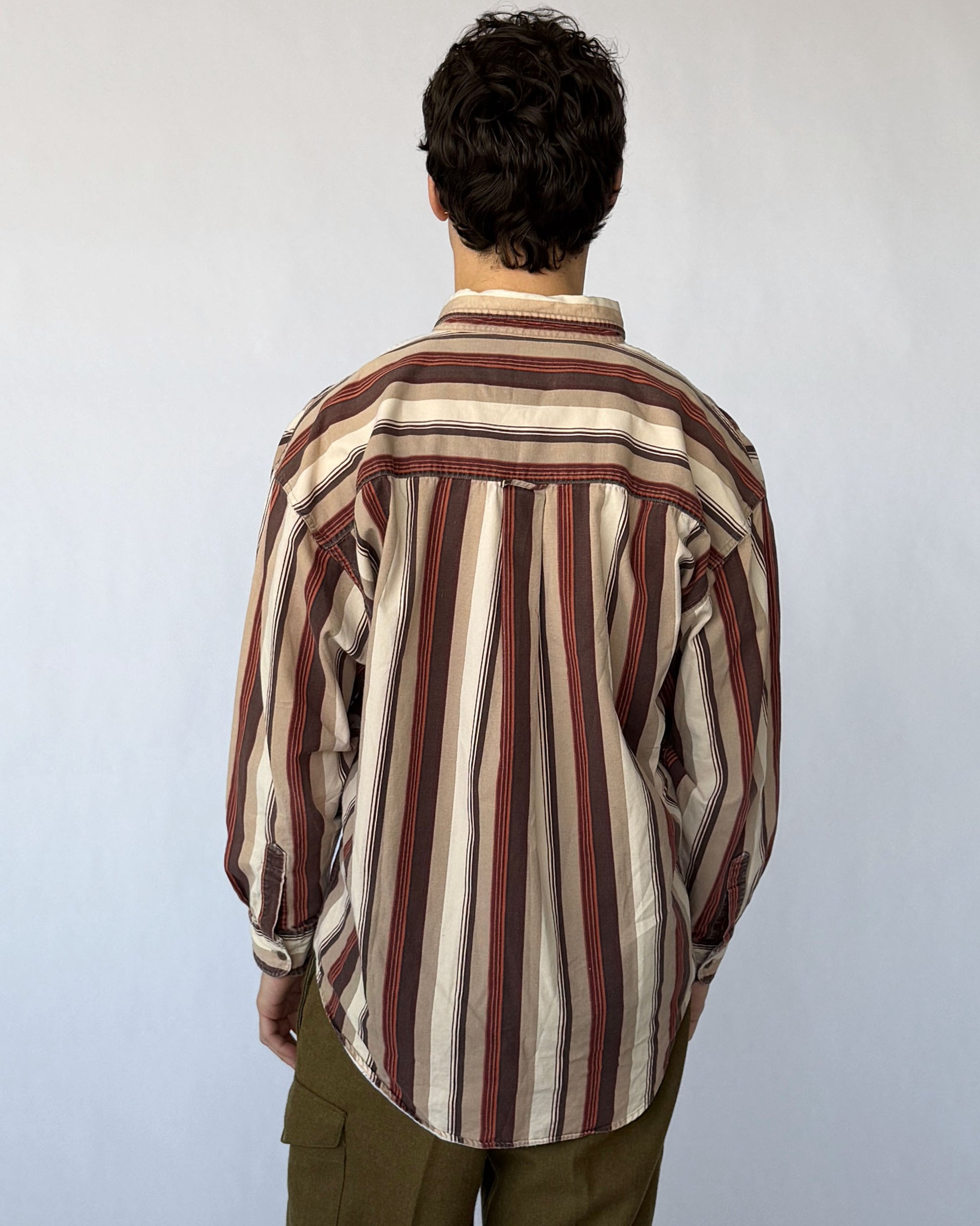 Back View of Vintage Chaps x Ralph Lauren Striped Button Down