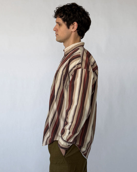 Side View of Vintage Chaps x Ralph Lauren Striped Button Down