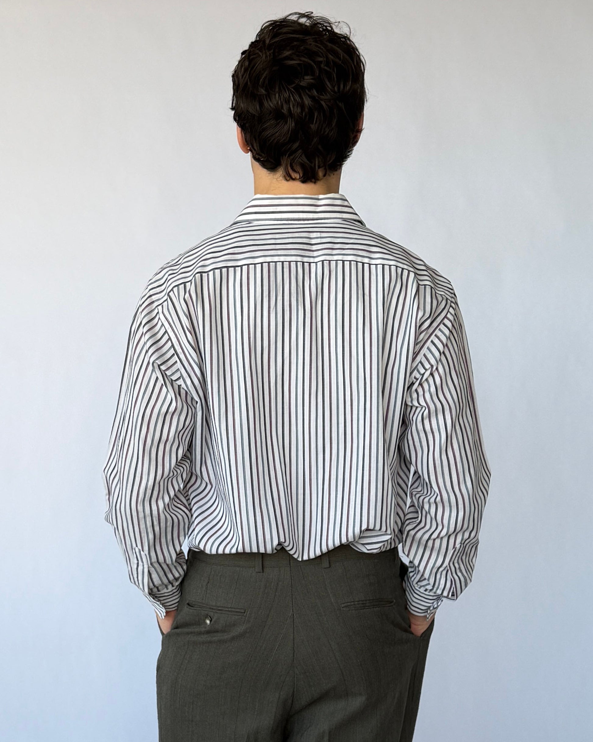 Back view of Christian Dior multicolor striped men's button up