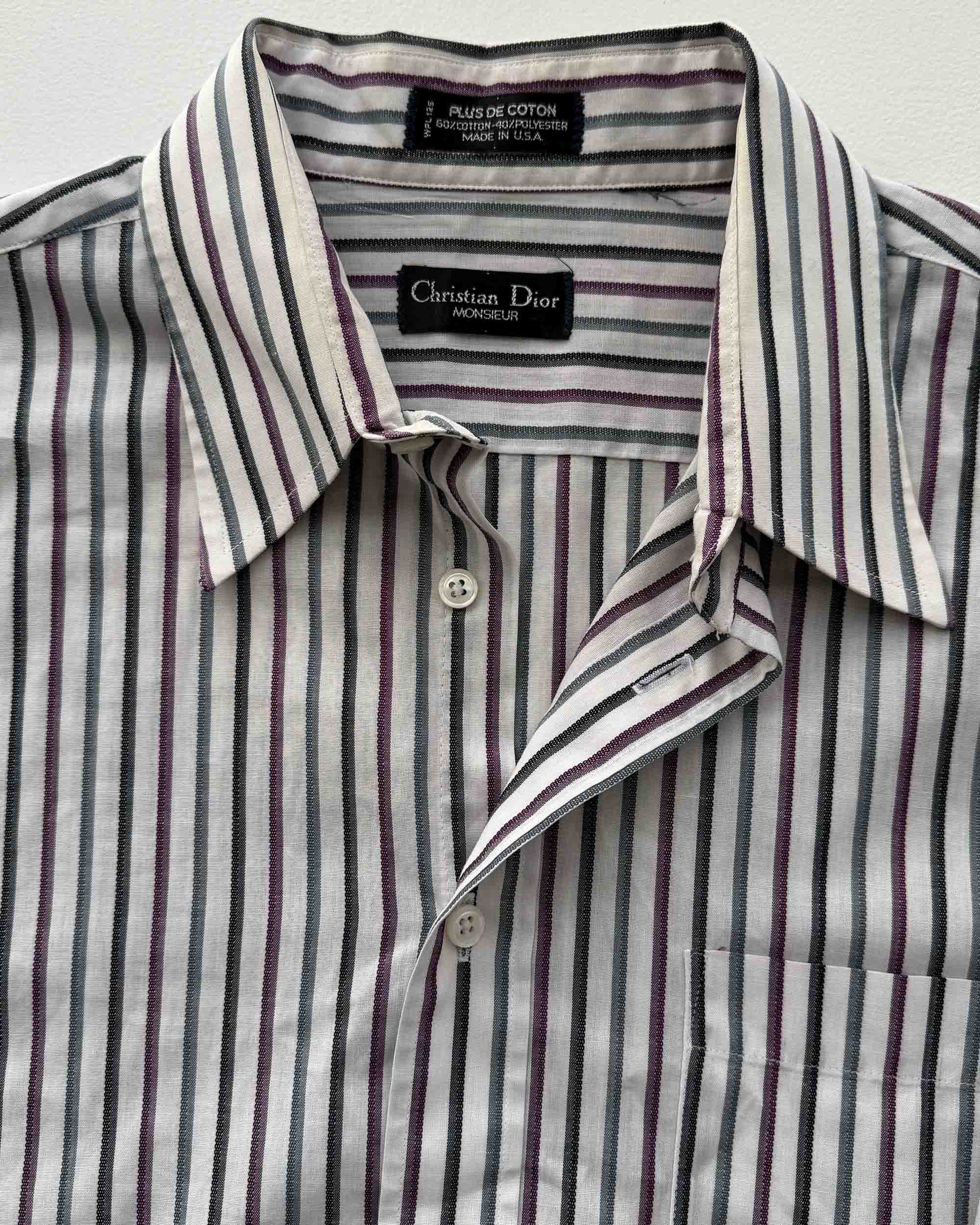 Christian Dior Monsieur label on multicolor striped button up