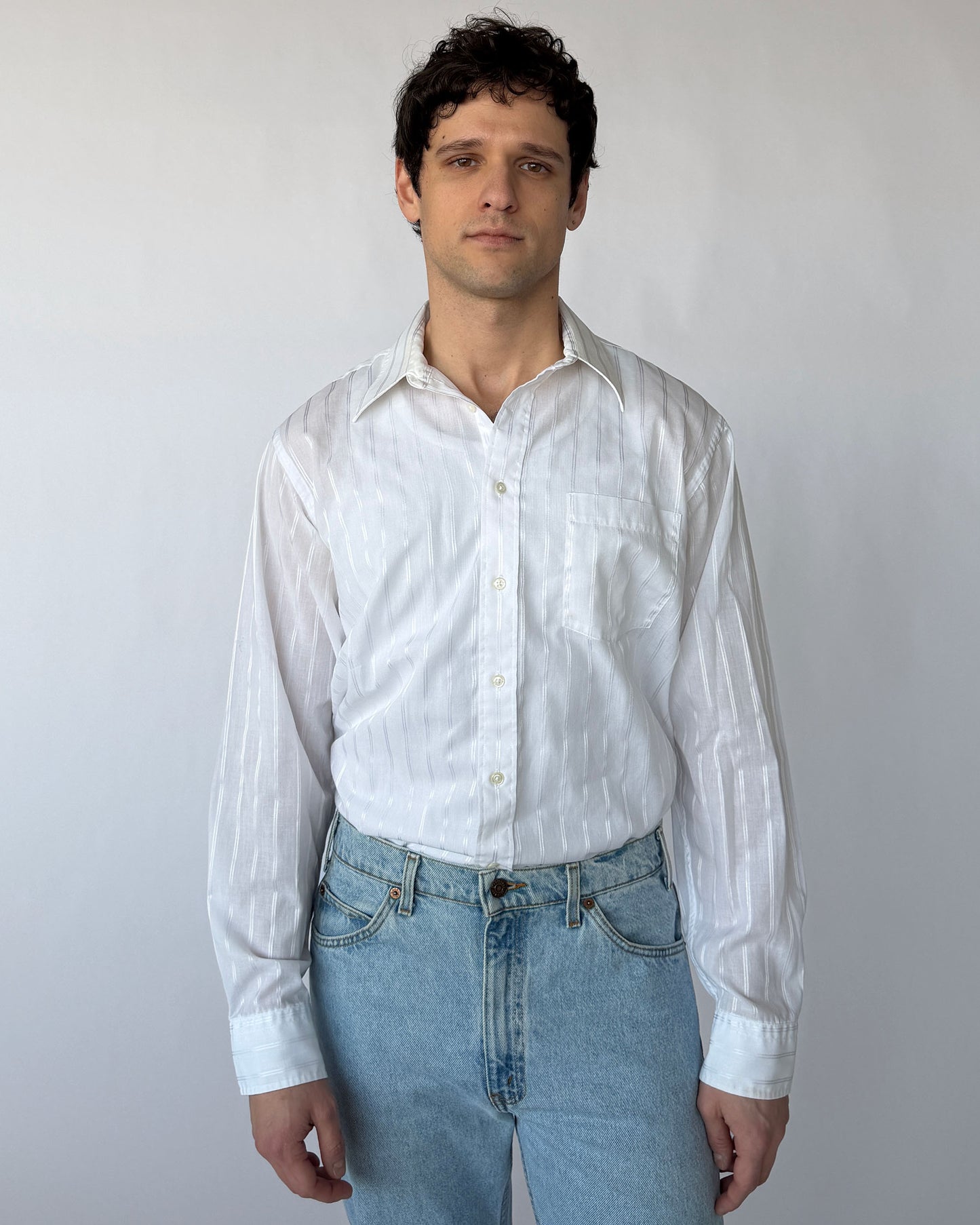 Christian Dior White Striped Button Up