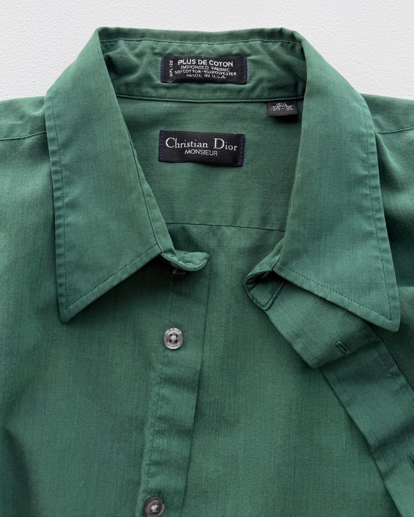 Label on Christian Dior Green Button Up