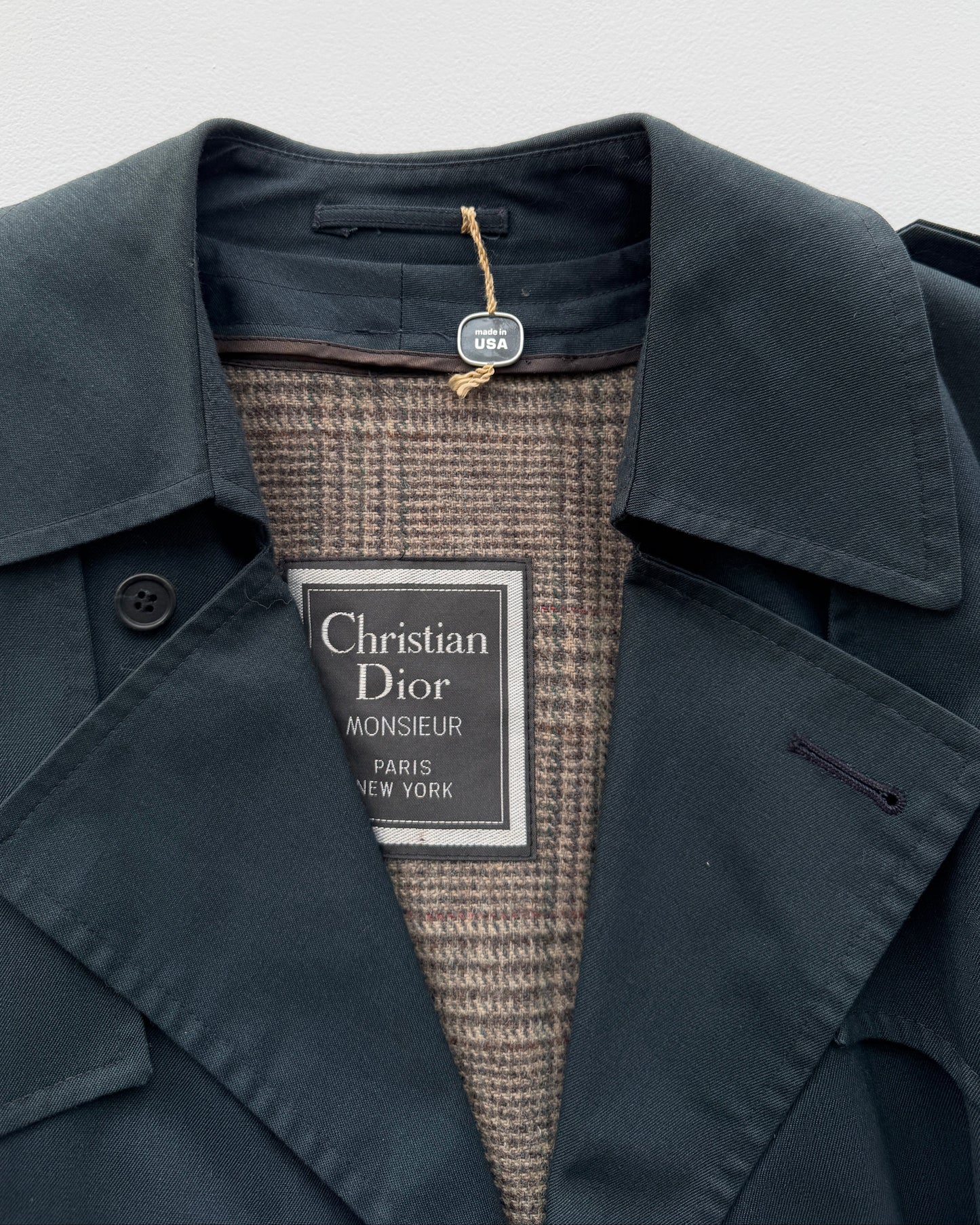 Label on Christian Dior Wool Lined Trench Coat
