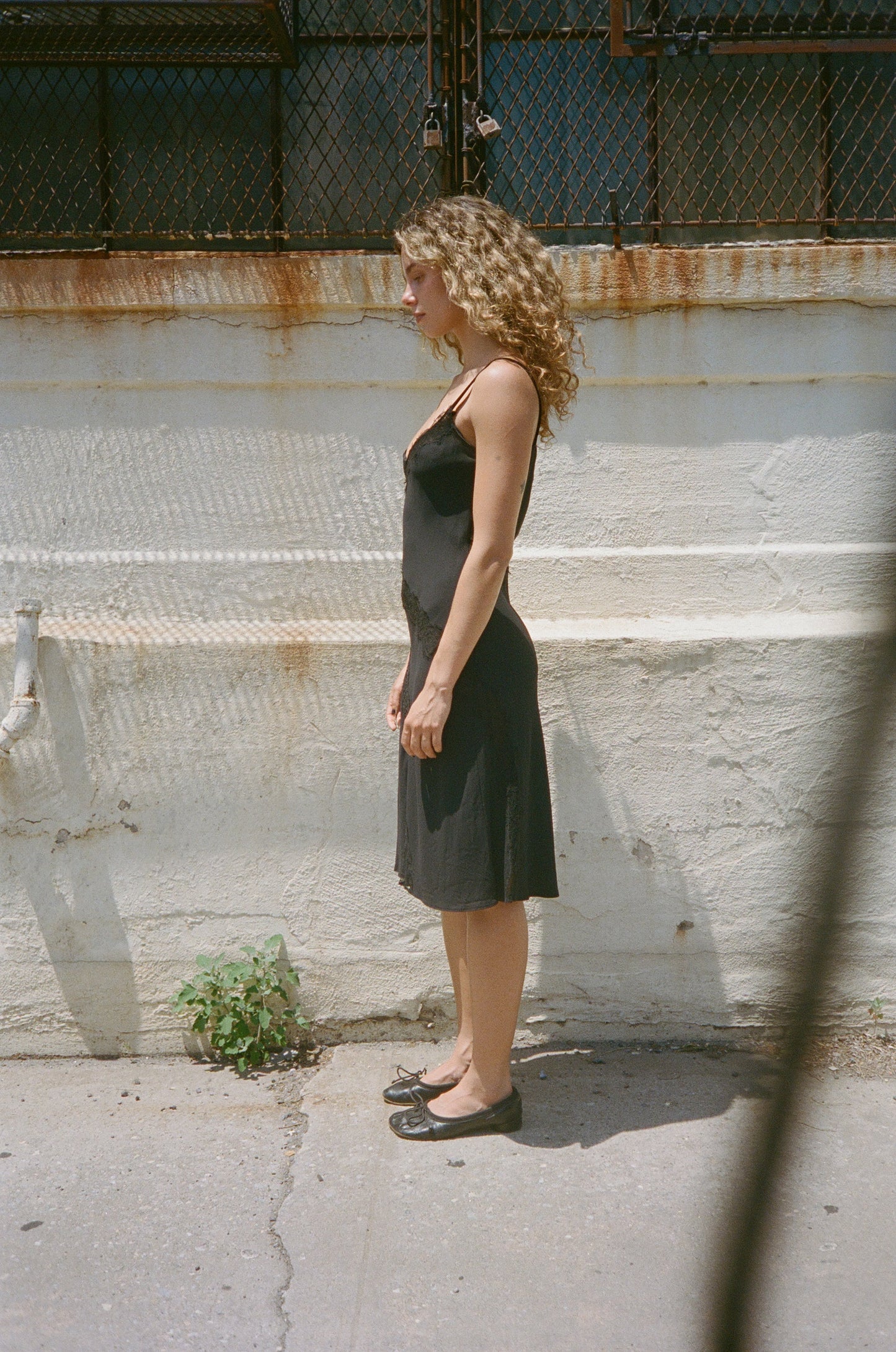 90S BLUMARINE BLACK SLIP DRESS WITH LACE