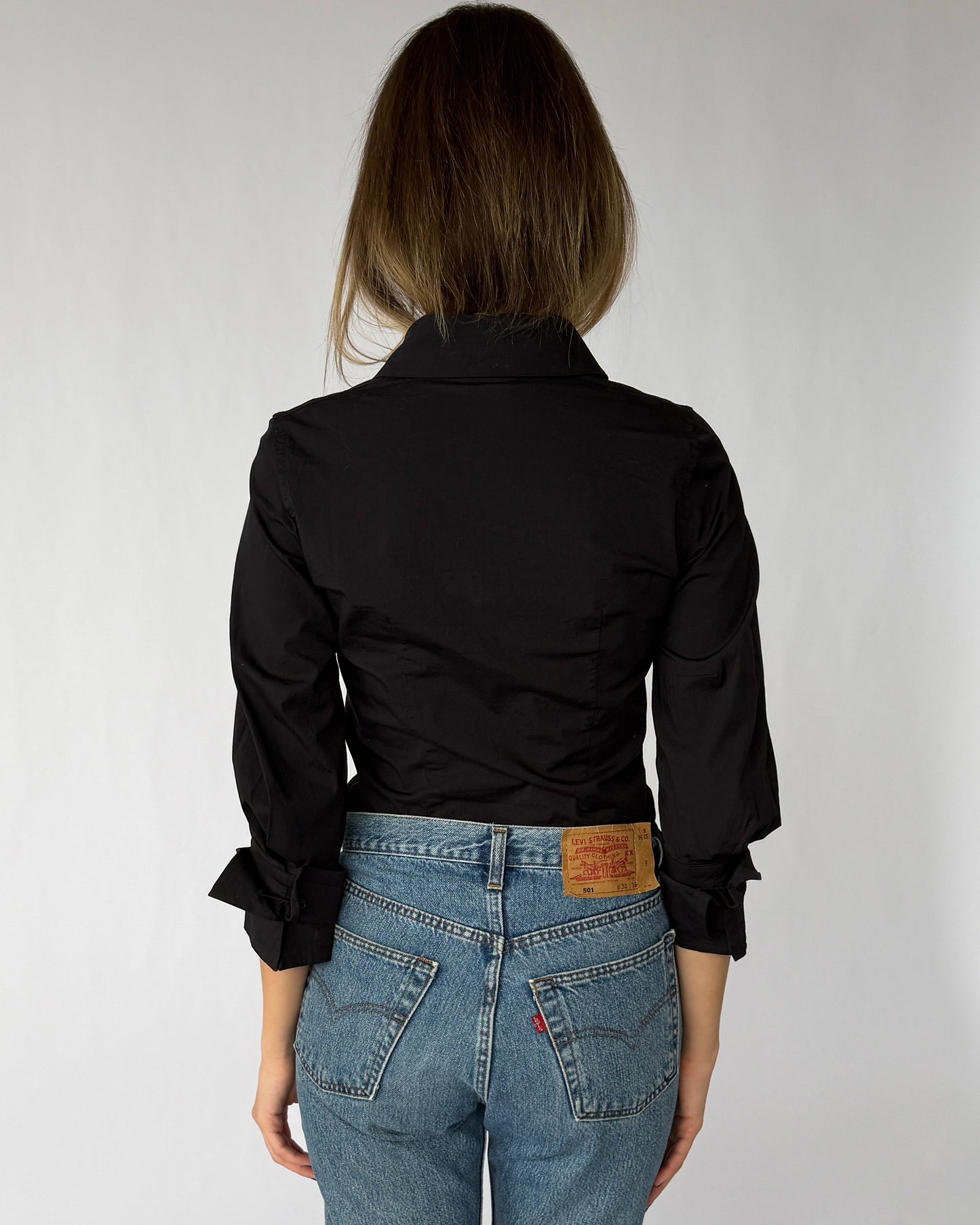 Back view of vintage dior black button up