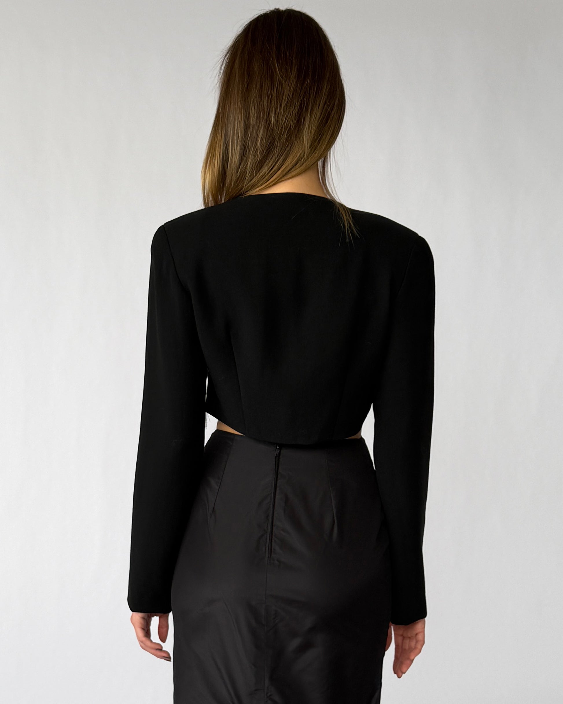 Back view of vintage Donna Karan sample blazer