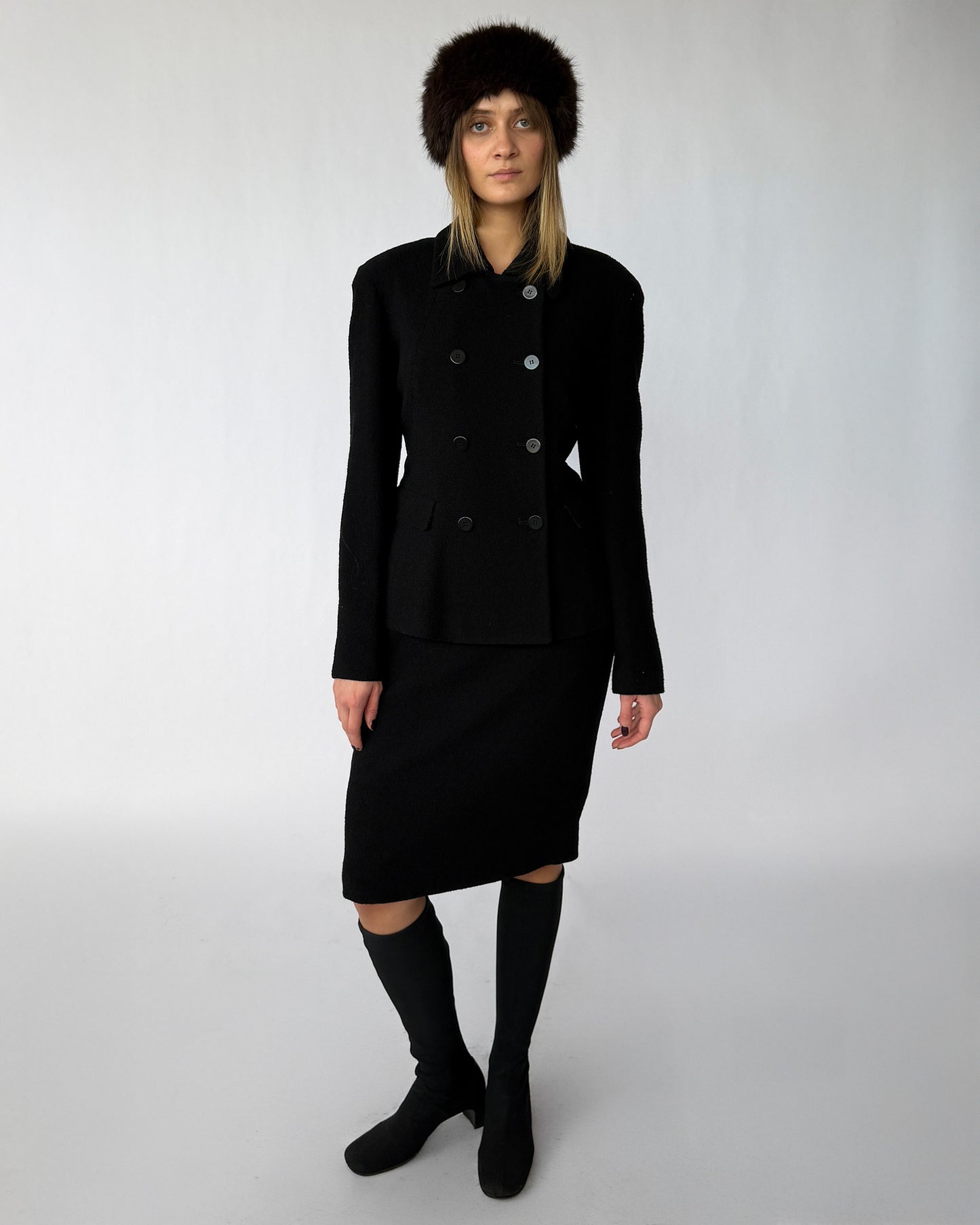 Vintage Donna Karan Wool Skirt and Jacket Suit Set
