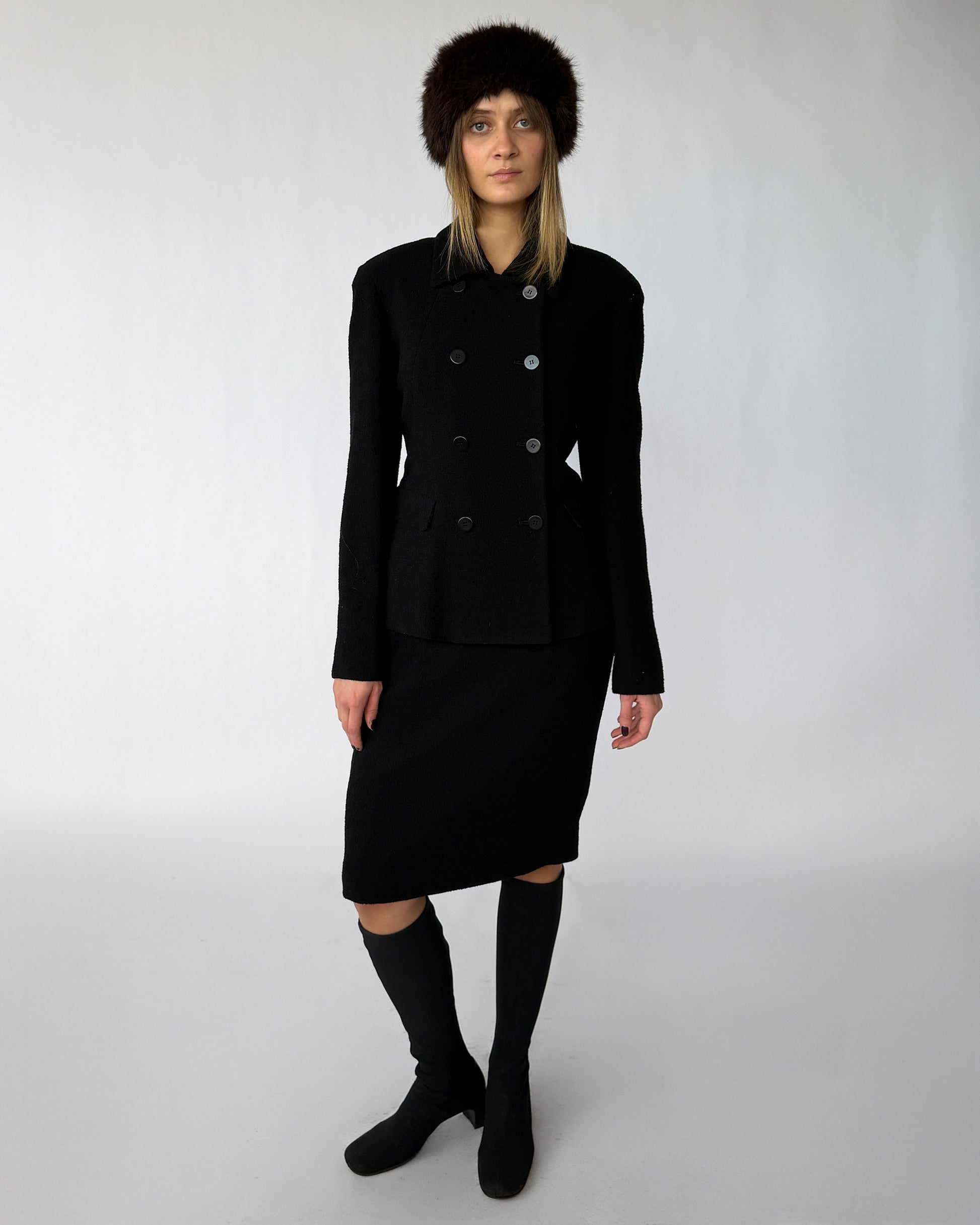 Vintage Donna Karan Wool Skirt and Jacket Suit Set