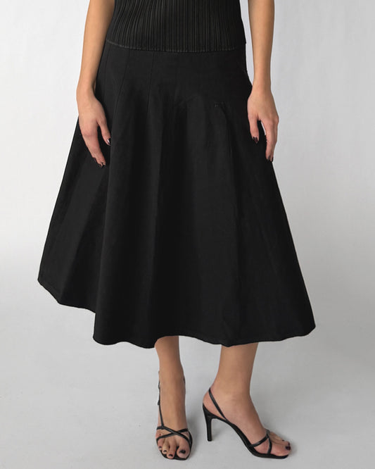 Close-up view of Vintage Dries Van Noten Raw Hem Mid-Length Skirt