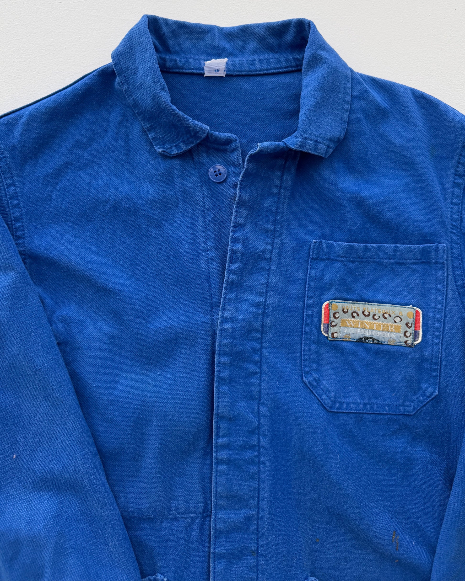 Close-up detail view of Vintage French Chore Coat 