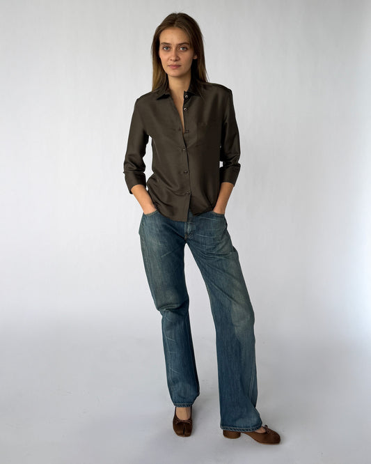 Vintage Giorgio Armani Three Quarter Sleeve Silk Top