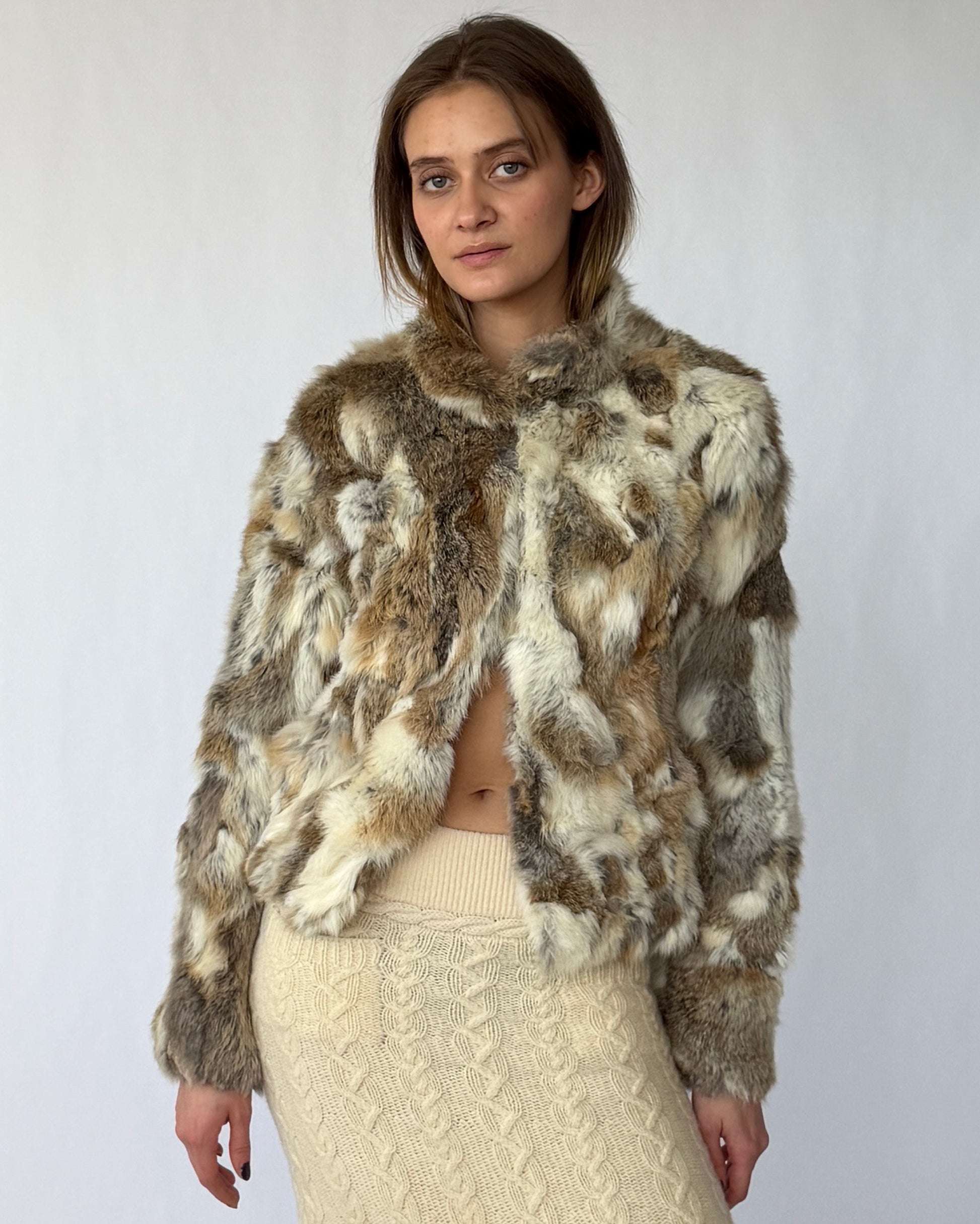 Vintage Guess Rabbit Fur Jacket