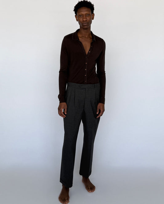 Vintage Grey Pleated Wool Trousers