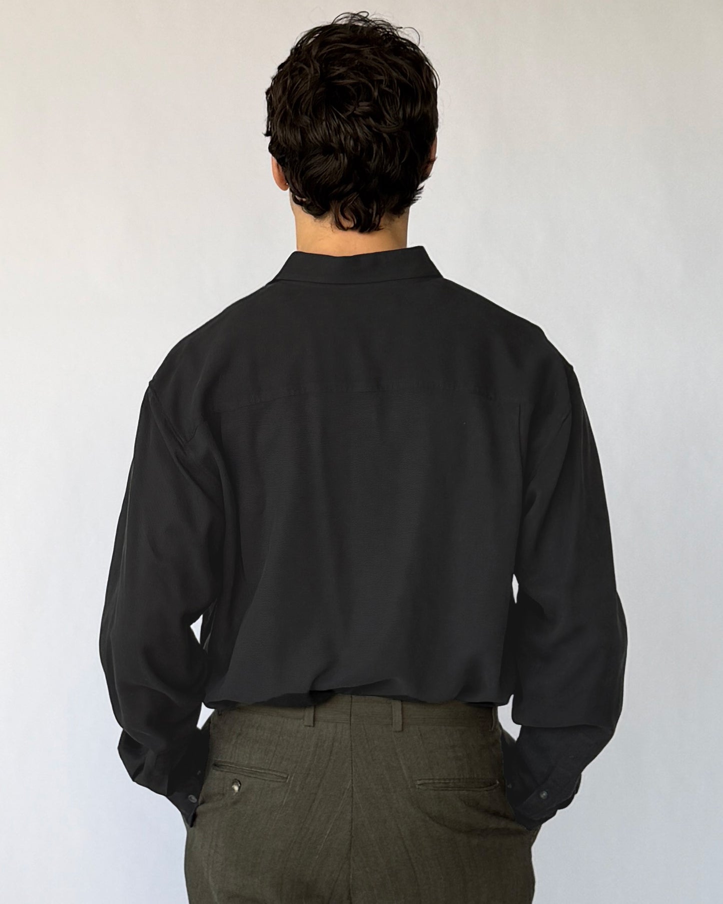 Back view of black vintage Gucci button up