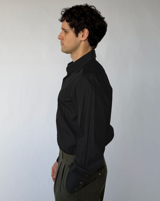 Side view of vintage Gucci men's black button up
