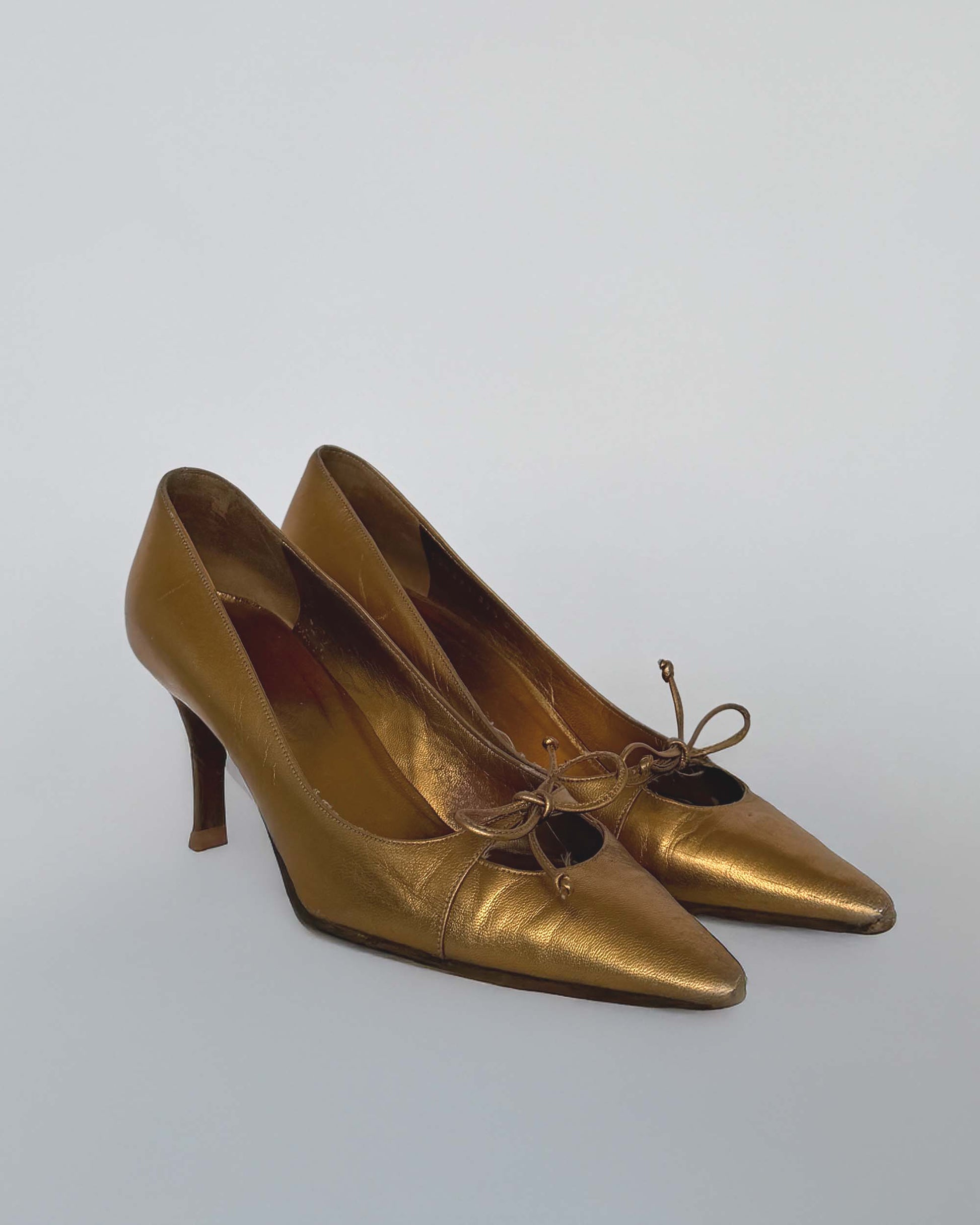 Gucci Gold Leather Heels