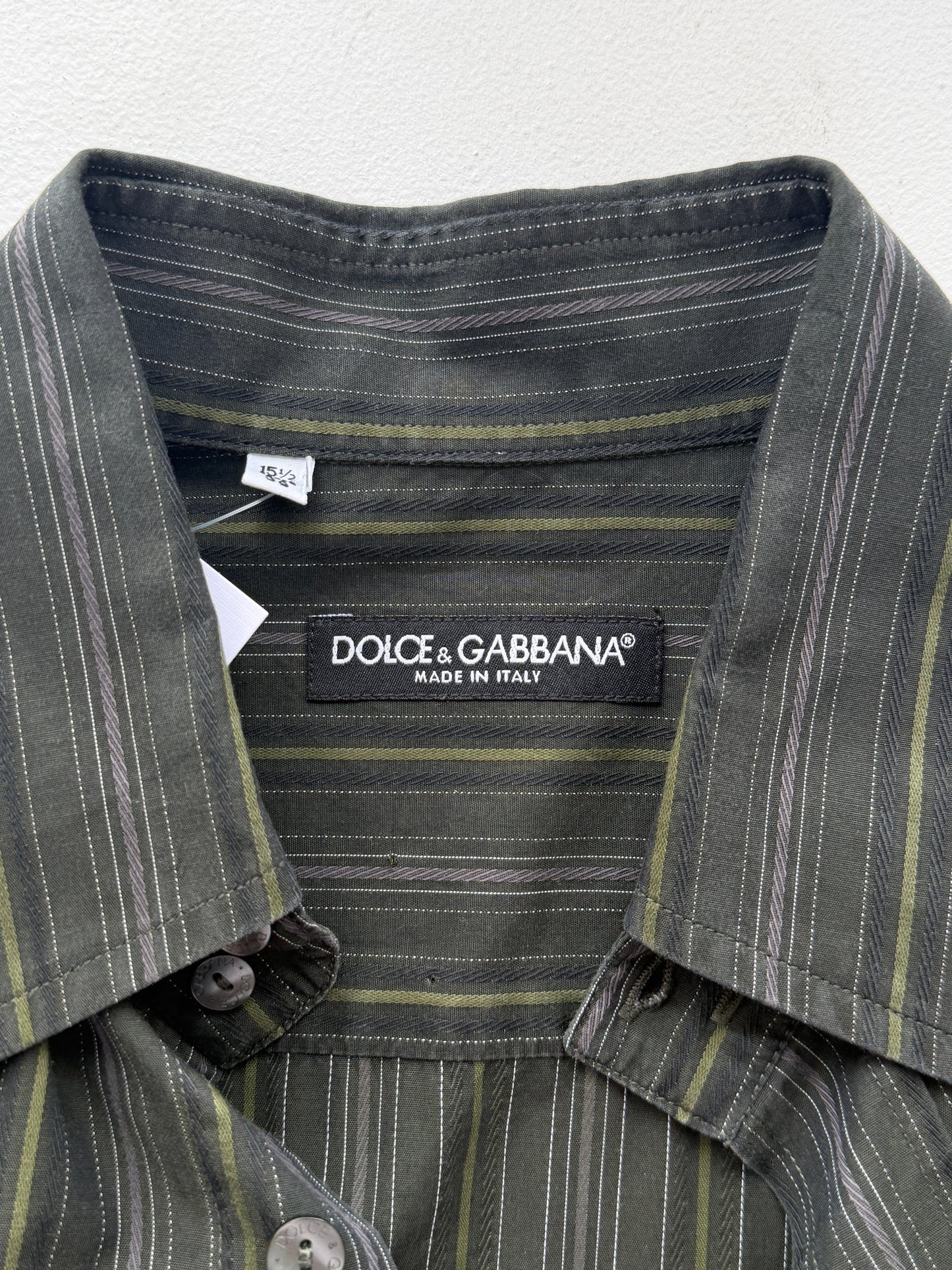 Dolce & Gabbana Striped Green Button Up Shirt