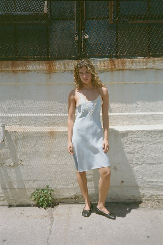 BLUE SLIP DRESS