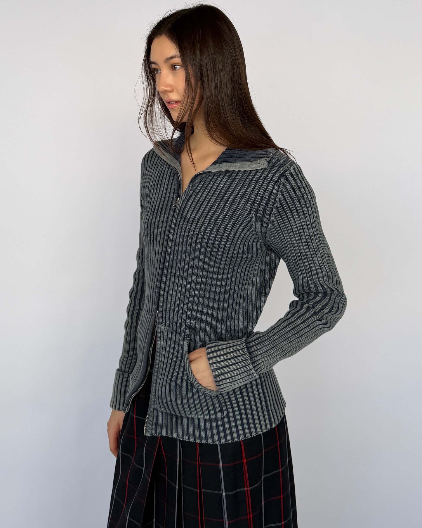 Side view of Marithe Francois Girbaud Ribbed Sweater