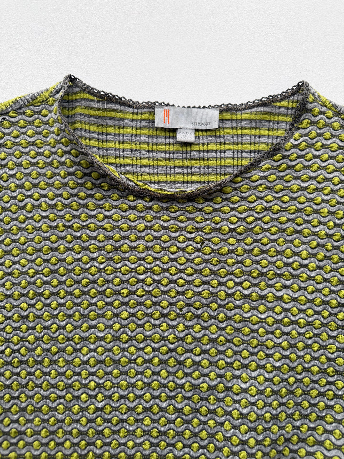 Label on Missoni printed long sleeve top