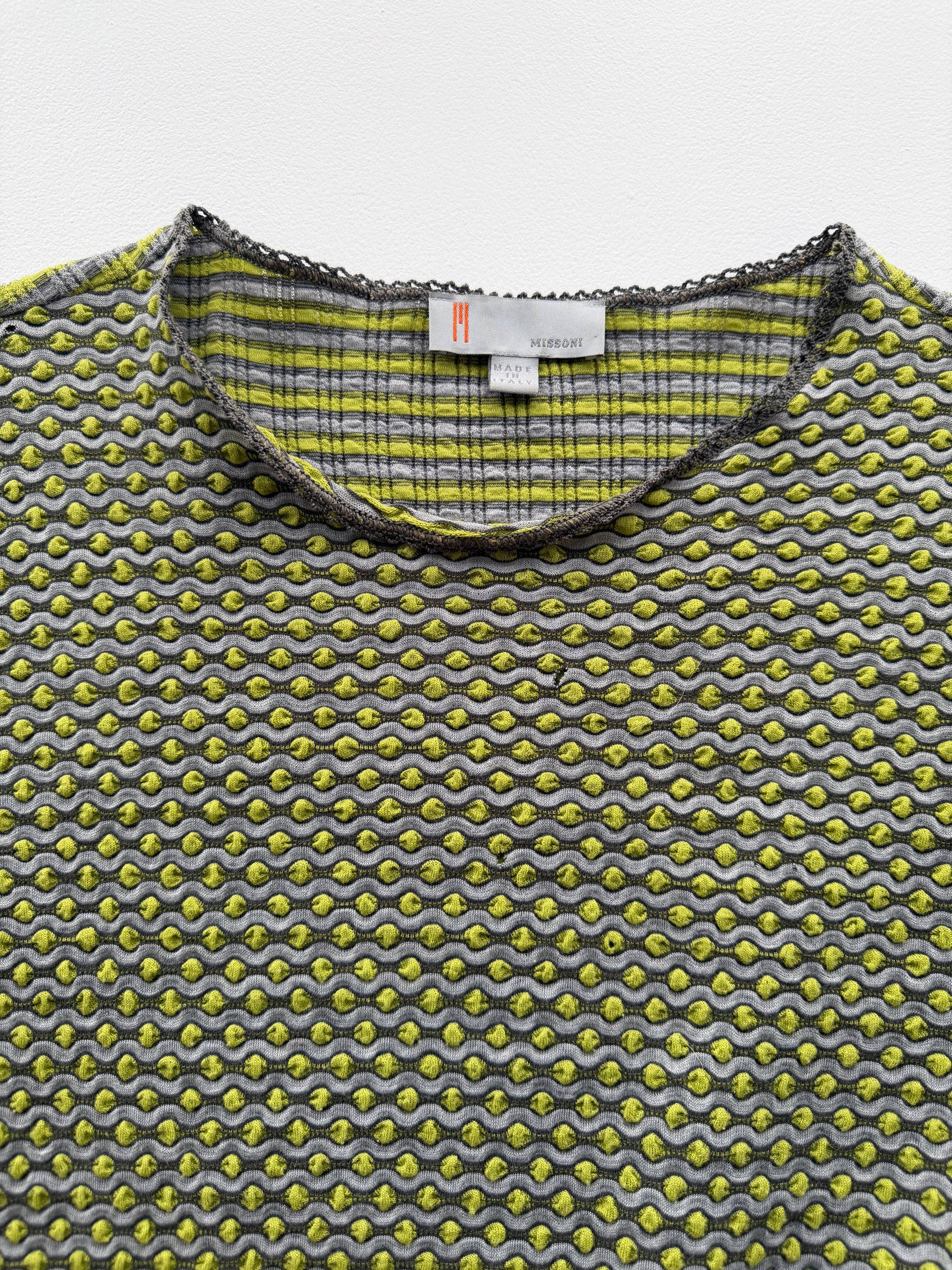 Label on Missoni printed long sleeve top