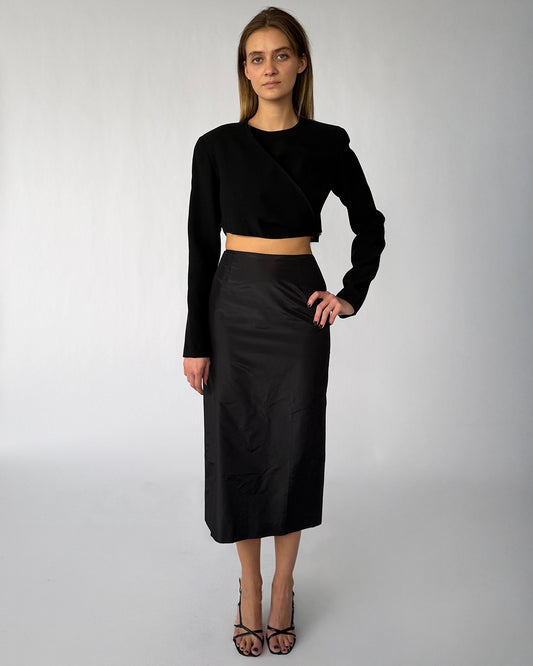 Olly Mc Clory Silk Mid Length Skirt worn on model