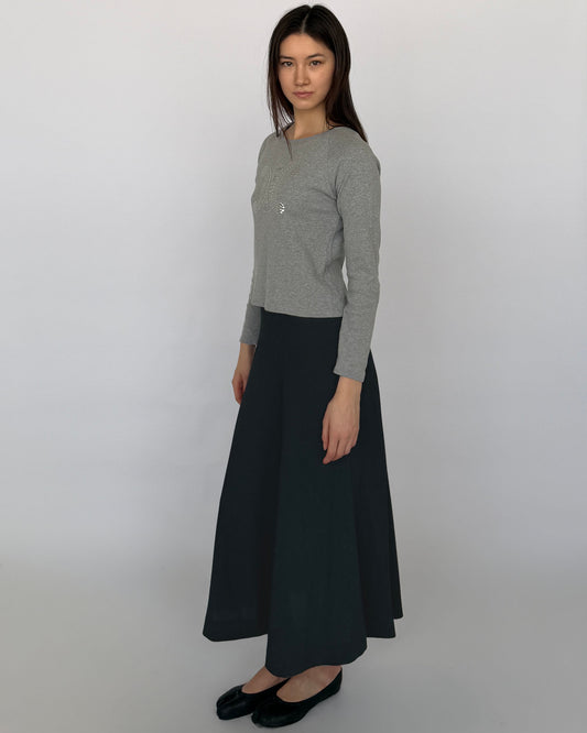 Side view of Ralph Lauren Purple Label Wool Long Skirt