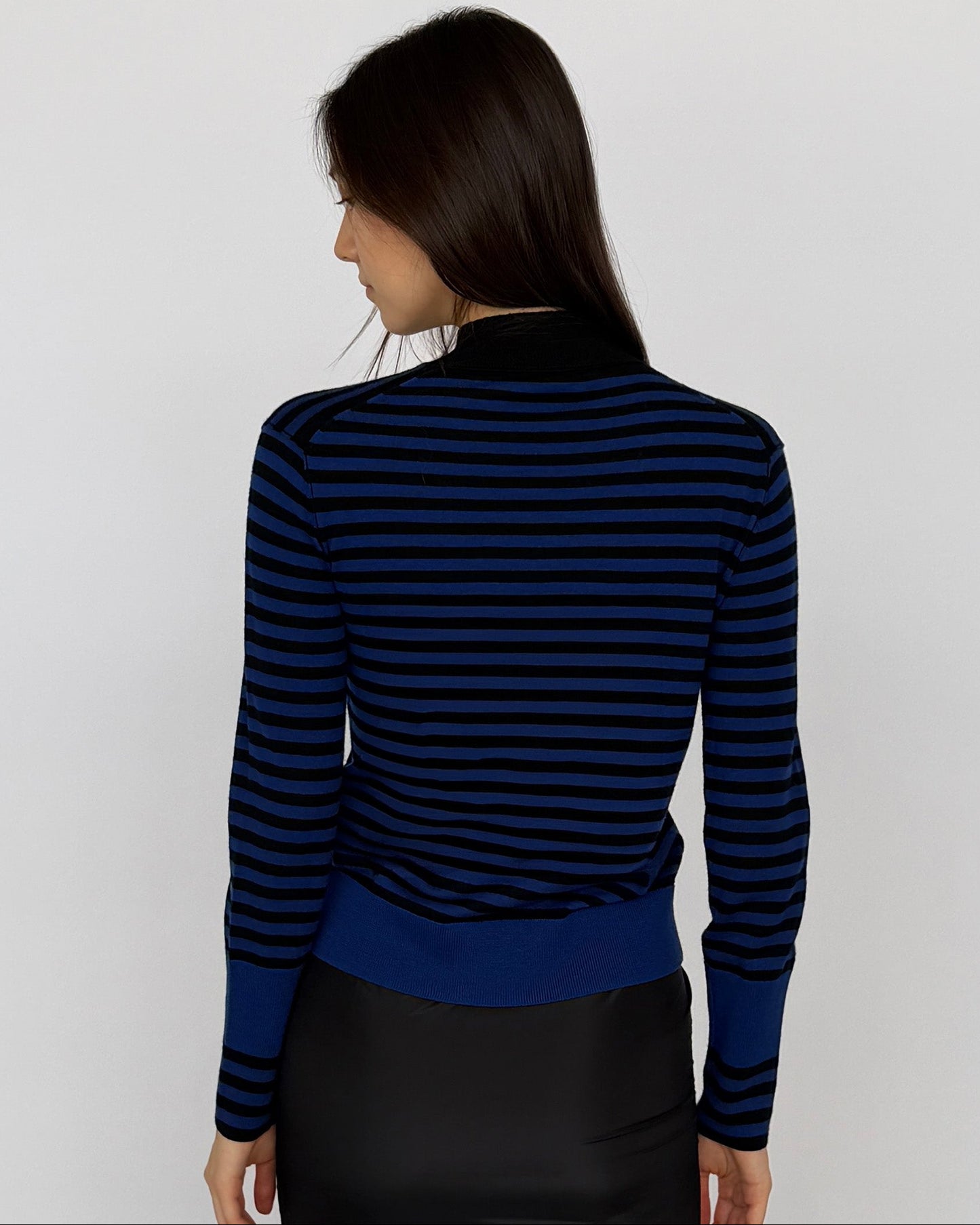 Back view of Sonia Rykiel Blue and Black Stripe Sweater