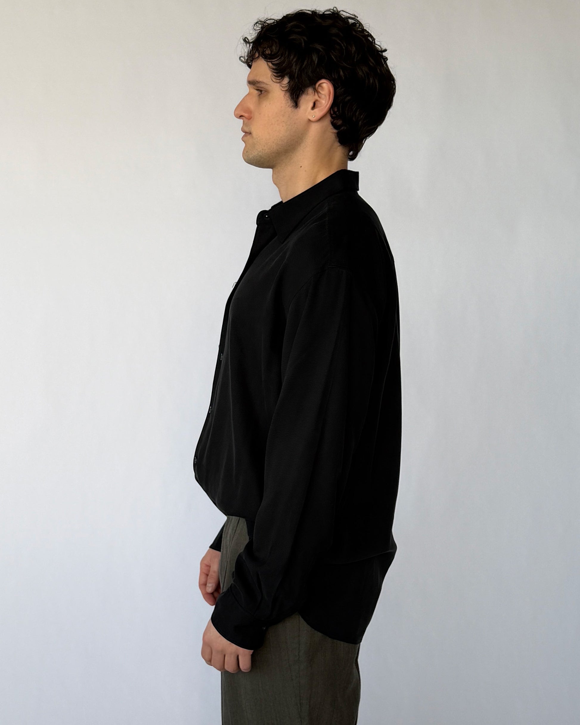 Side view of vintage Tommy Bahama silk button up