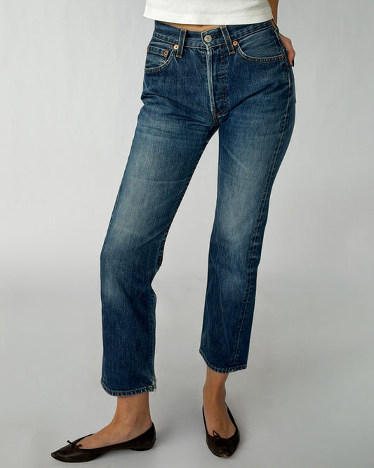 Vintage Levi's 501 in a medium wash with straight leg