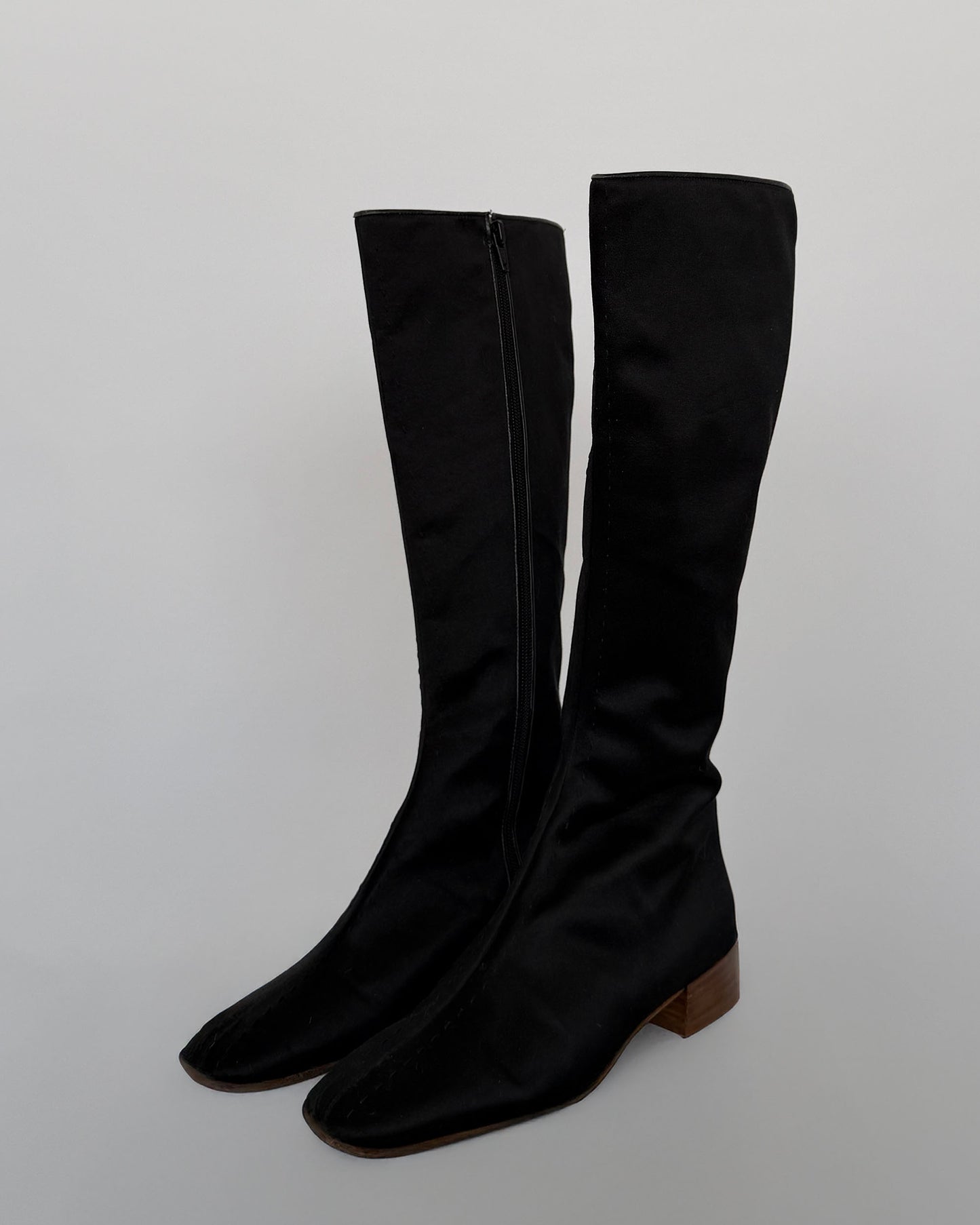 Valentino Black Satin Tall Boots