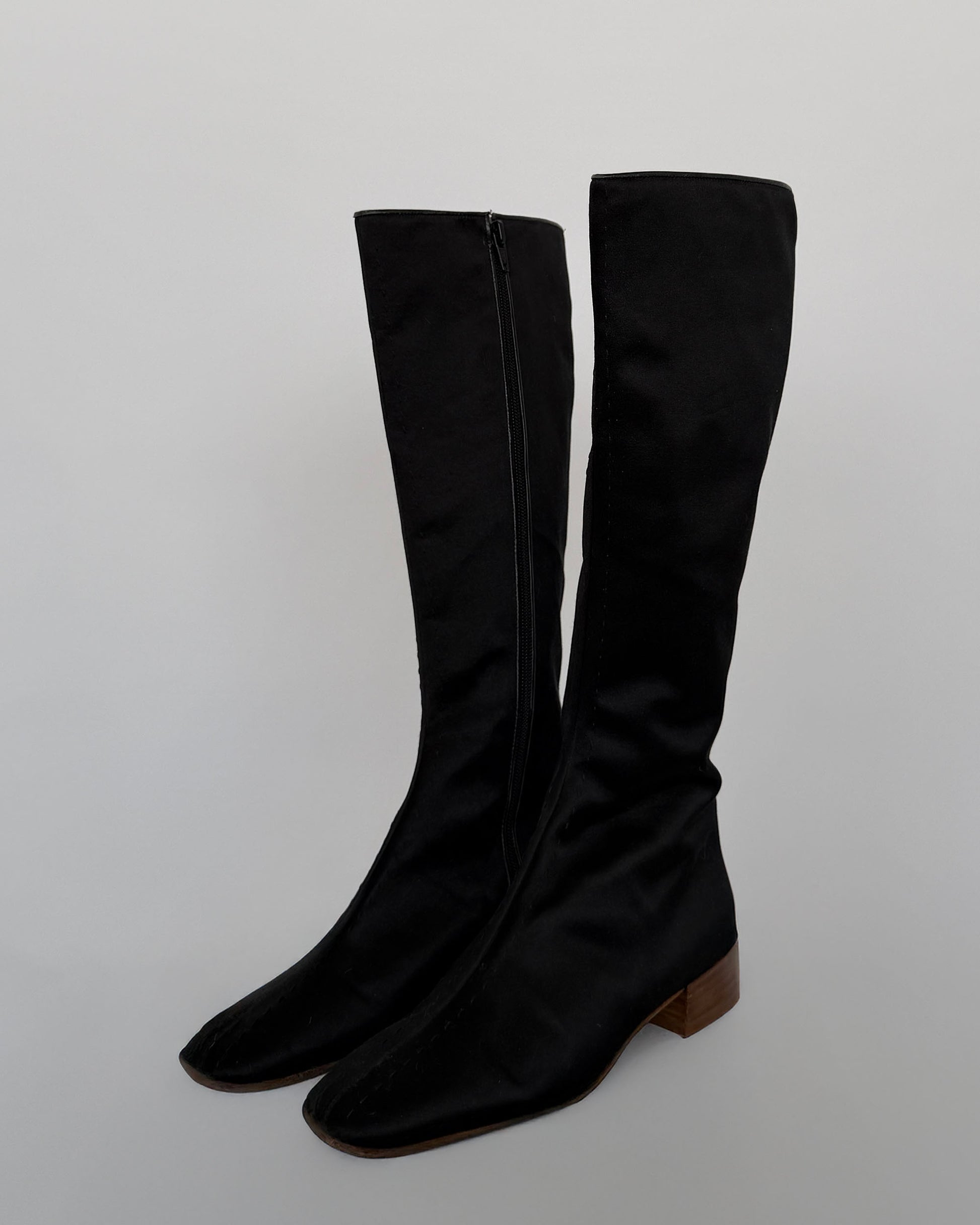 Valentino Black Satin Tall Boots