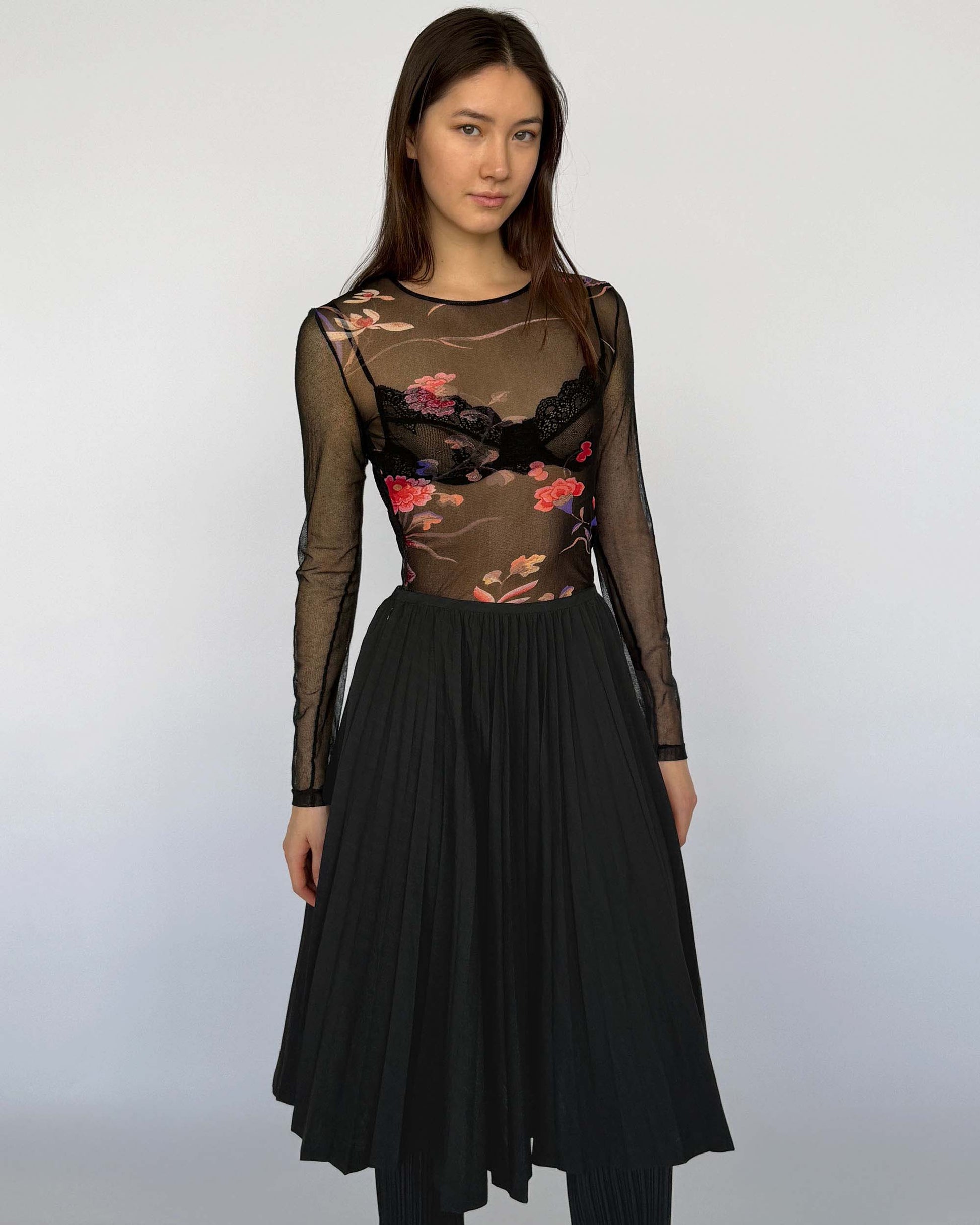 Comme des Garçon Black Wool Pleated Skirt